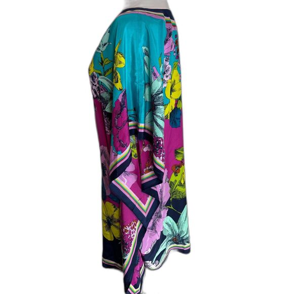 Trina Turk Theodora Grand Garden Multicolor Silk Cover-Up Caftan Dress Womens - Picture 3 of 5